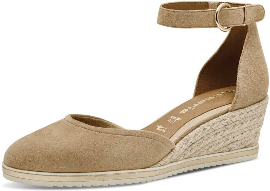 Tamaris Pumps met sleehak instapschoen bandjessandaal met modieuze jute-afwerking