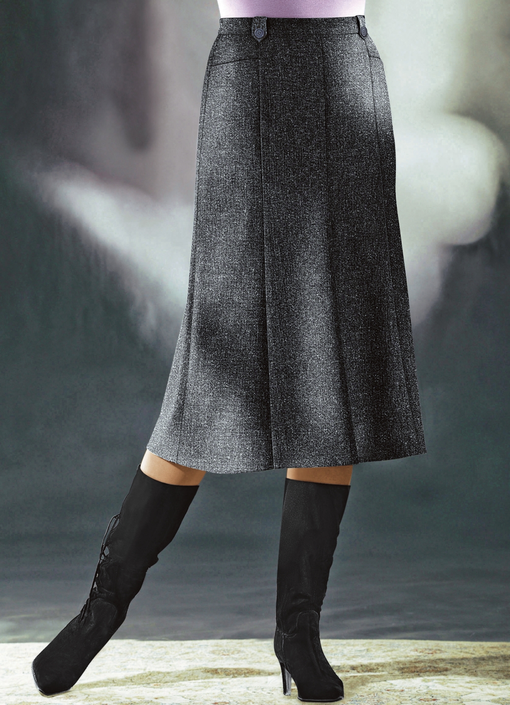 Bahnenrock in Tweed mit Boucle-Effektgarn