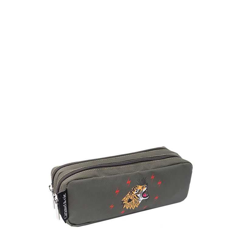 Trousse double 21 cm Grrr vert