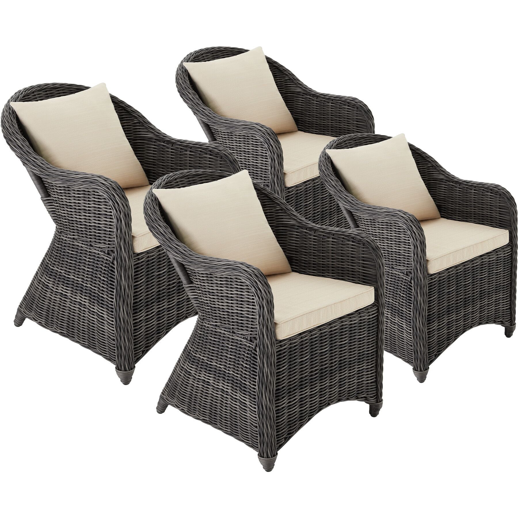4er Set Rattansessel