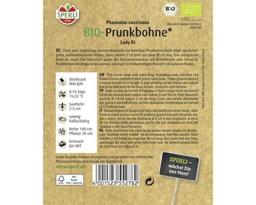 Biologische Lady Di sperziebonenzaadmix