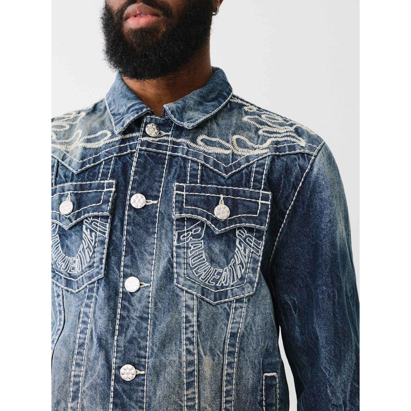 True Religion TR Flame Trucker Jacket Mens