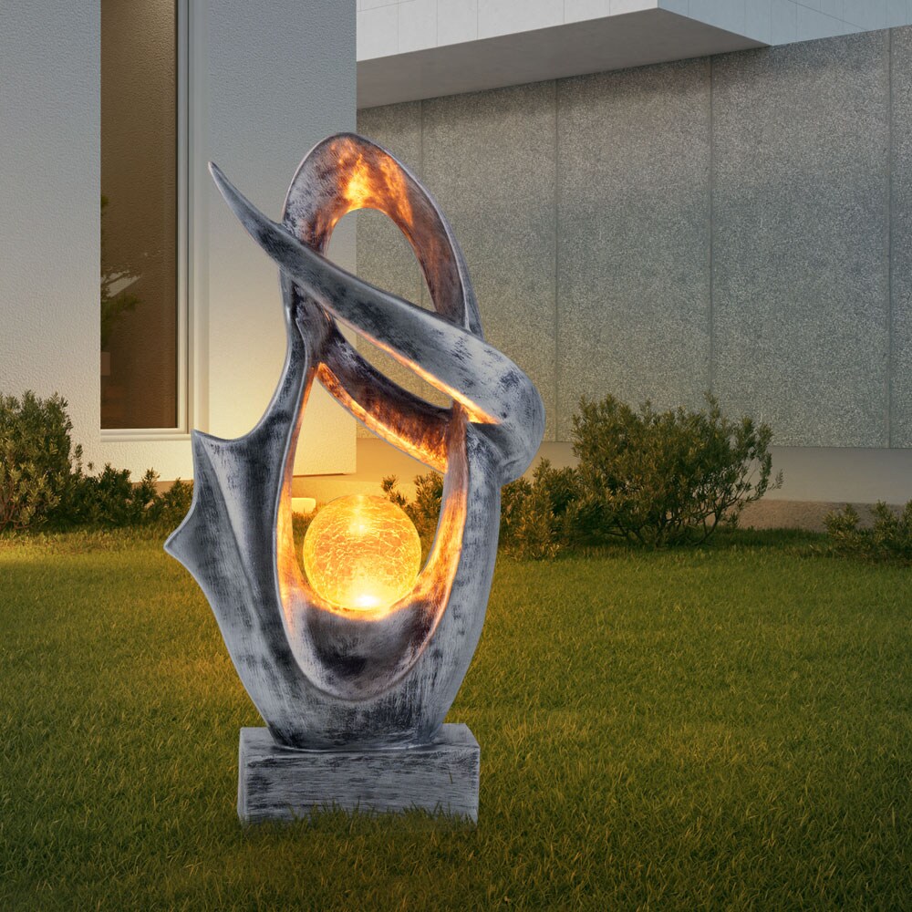 LED Solarleuchte, silber, Glas Crackle Design H 45 cm