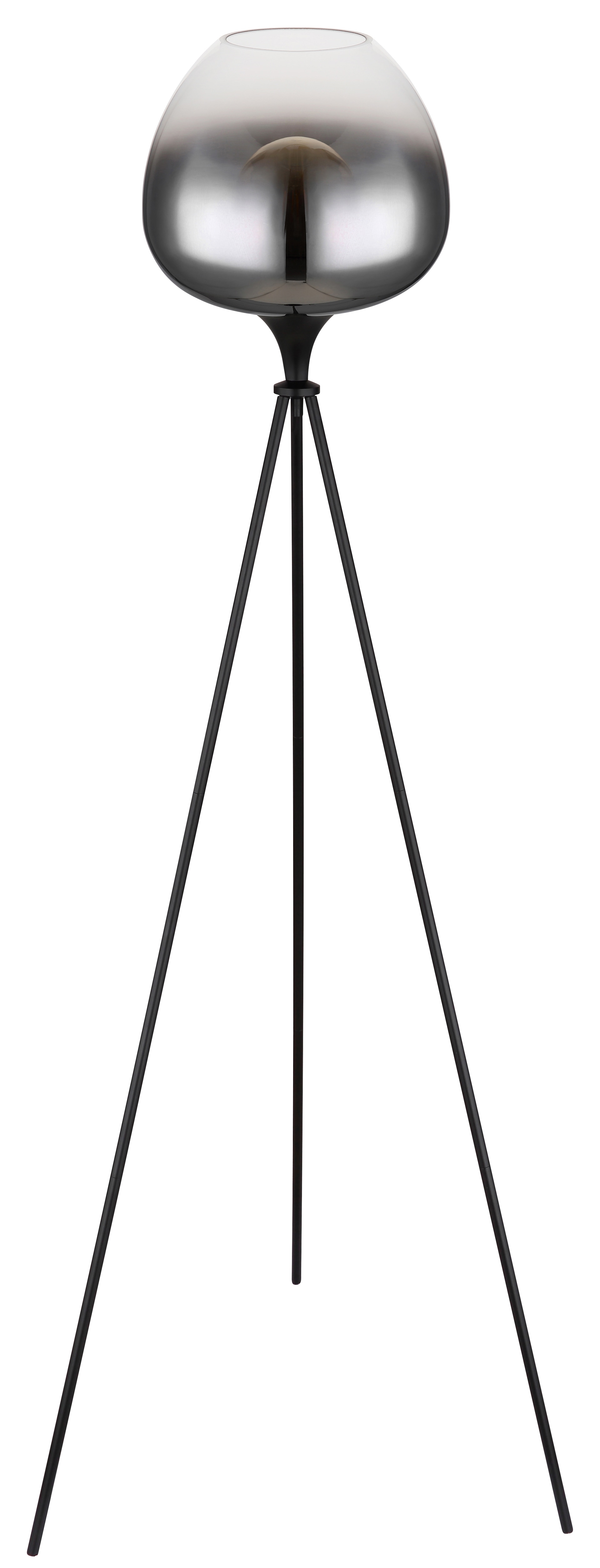 GLOBO Retrofit Tripod Stehlampe MAXY 145 cm schwarz /Rauchglas
