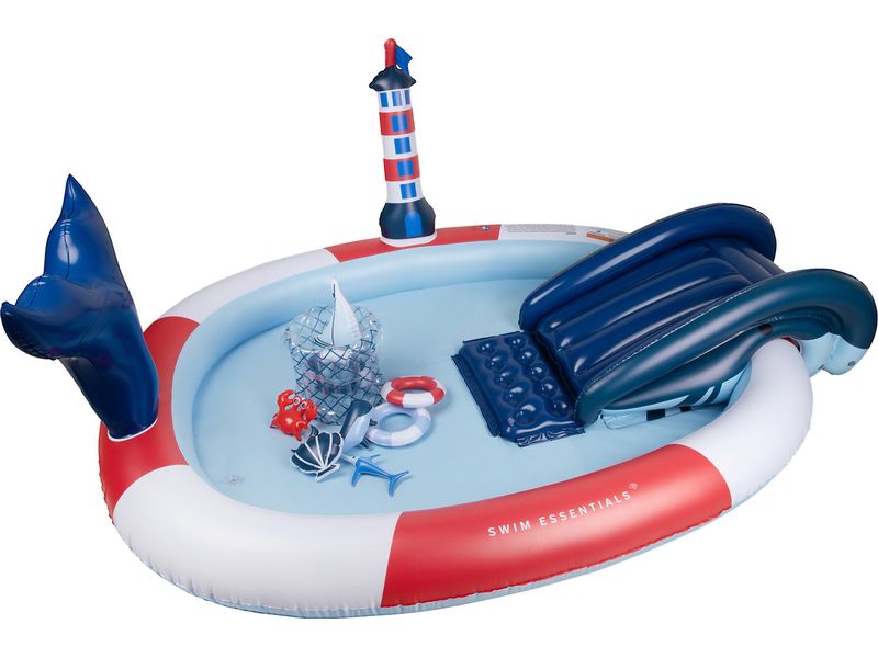 Swim Essentials Planschbecken Whale Adventure Ø 210 cm Aufblasbares Kinderplanschbecken im Whale Adventure-Design