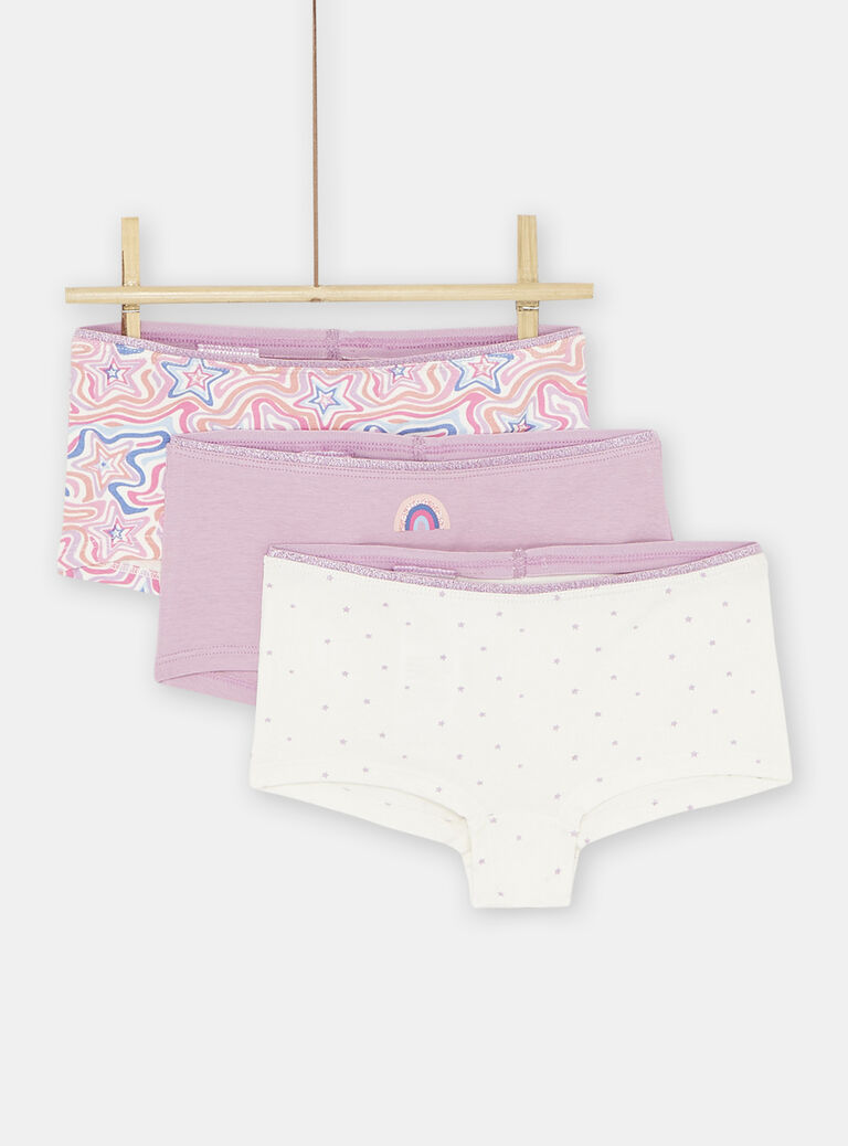 Lot de 3 shortys rose et blanc fille