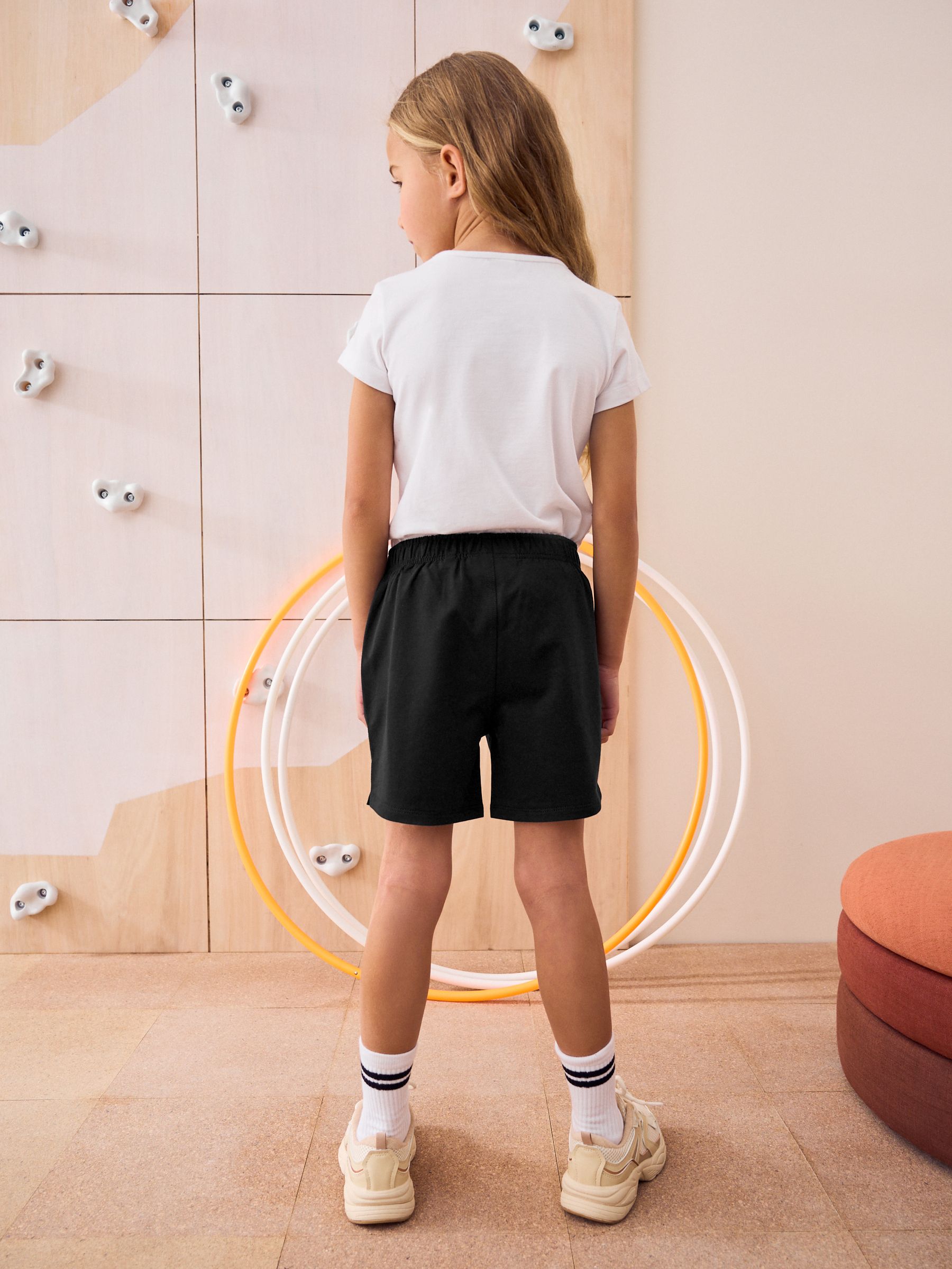 Zwart - 100% katoenen jersey schoolshorts (3 - 16 jr)