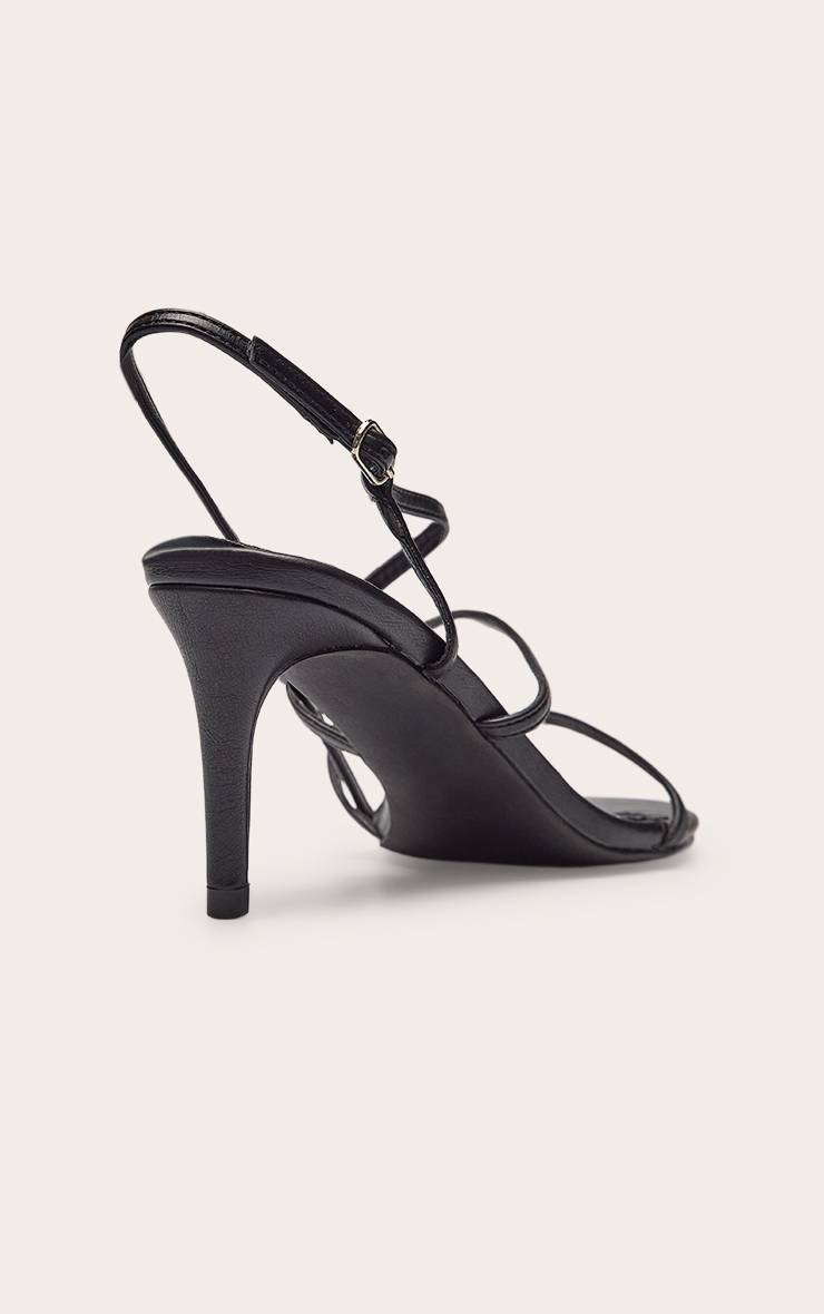 Noir Sandale À Talon Bout Rond À Brides Imprimé Synthétique Marron