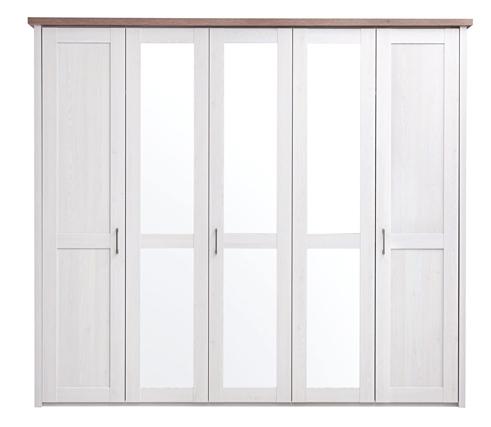 Kleiderschrank Luca Pinie-Optik Weiß 241 x 212 x 62 cm