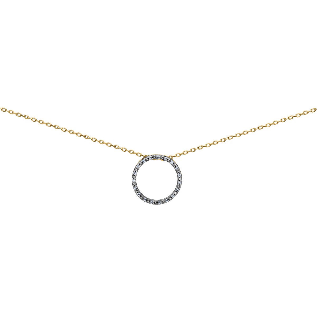 Collier Brillaxis or jaune 9 carats cercle oxydes