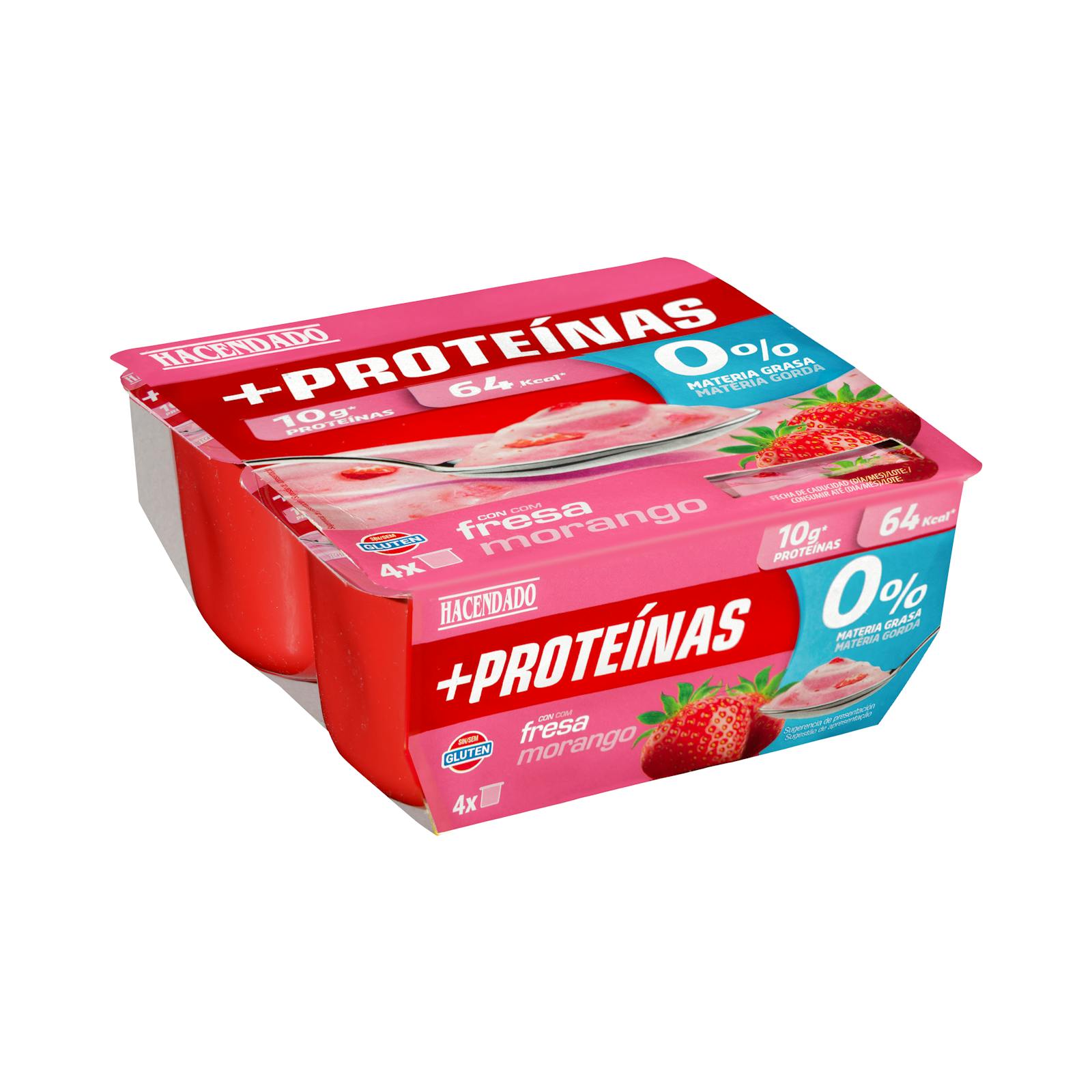Dessert lacté à la fraise + Protéines Hacendado 0% mg 10 g de protéines