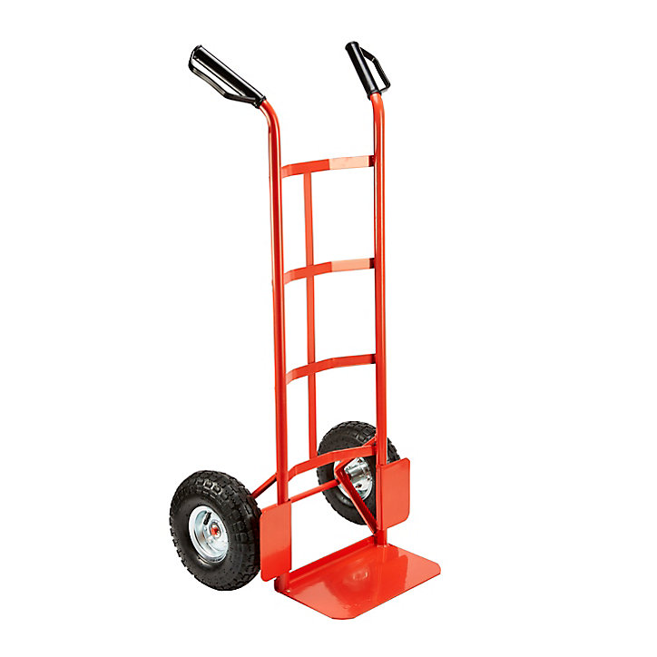Diable capacité maxi 150 kg en acier roues pneumatiques l.21 x P.54,4 x H. 112 cm