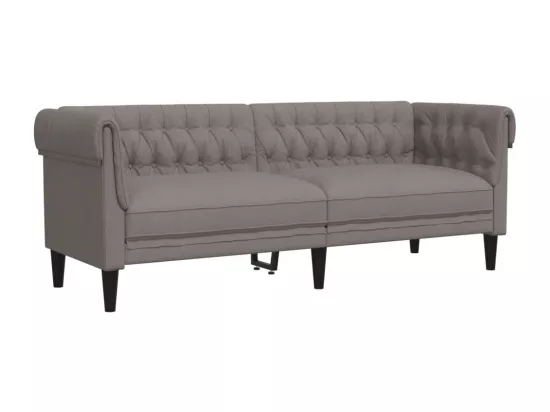 Canapé Chesterfield 3 places taupe tissu