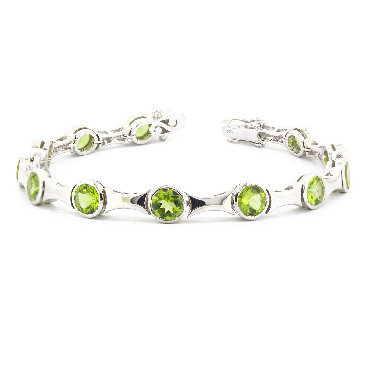 Bracelet Péridot Rond et Argent 925 - Élégance Naturelle Aden Bijoux