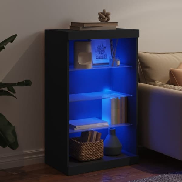 vidaXL Skjenk med LED-lys svart 60,5x37x100 cm