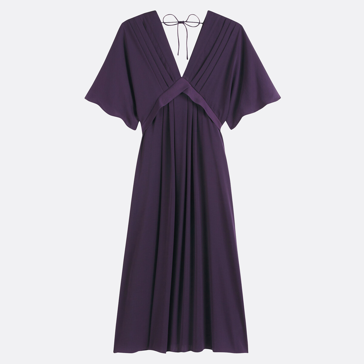 COLEÇÃO LA REDOUTE<br>Vestido longo com estampa de bandeira, decote em V e mangas até o cotovelo