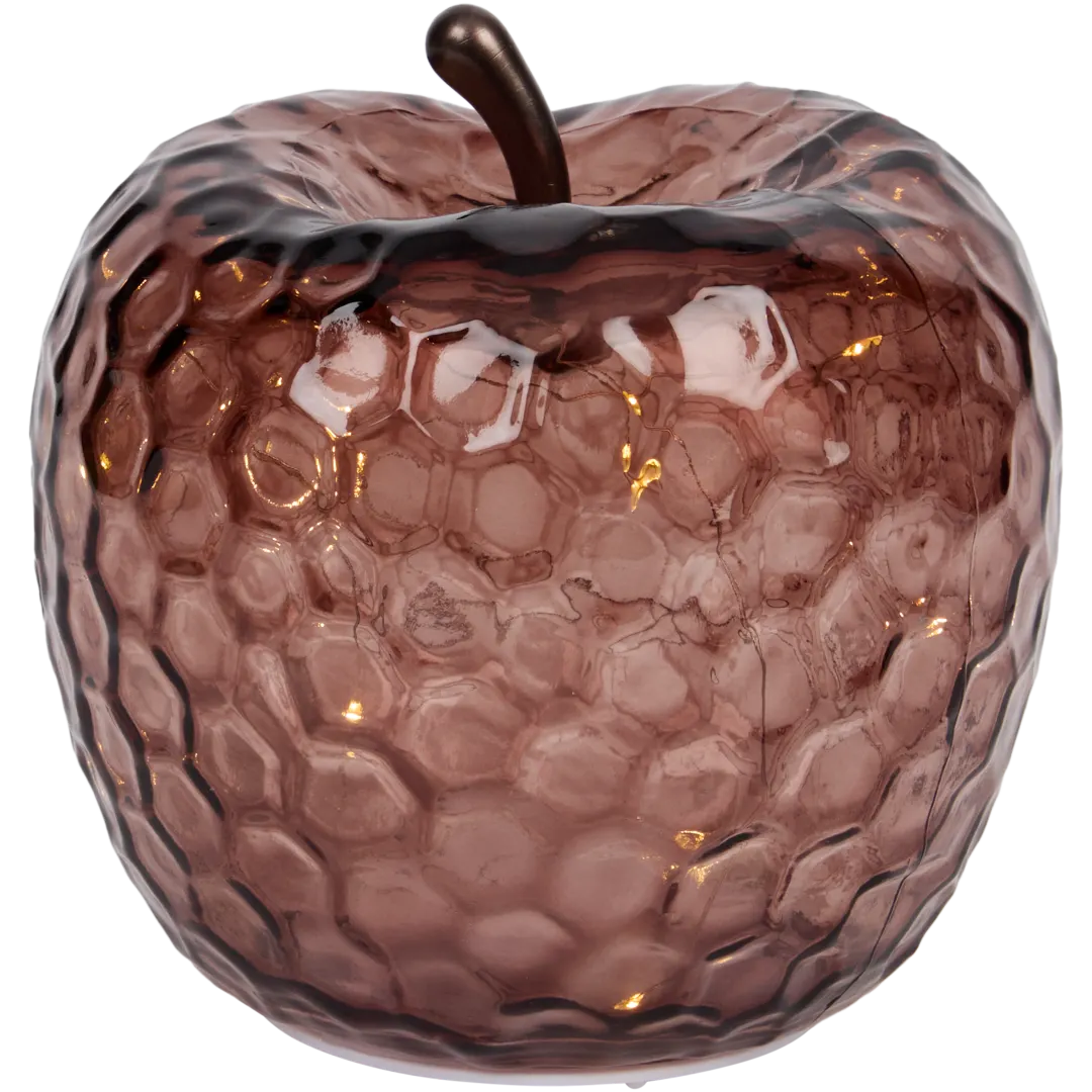Glazen appel met ledlicht Ø 16 x 17 cm | diverse kleuren