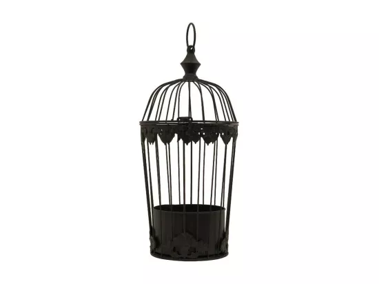 Cage à oiseaux décorative ancienne métal marron Ø.19x45cm