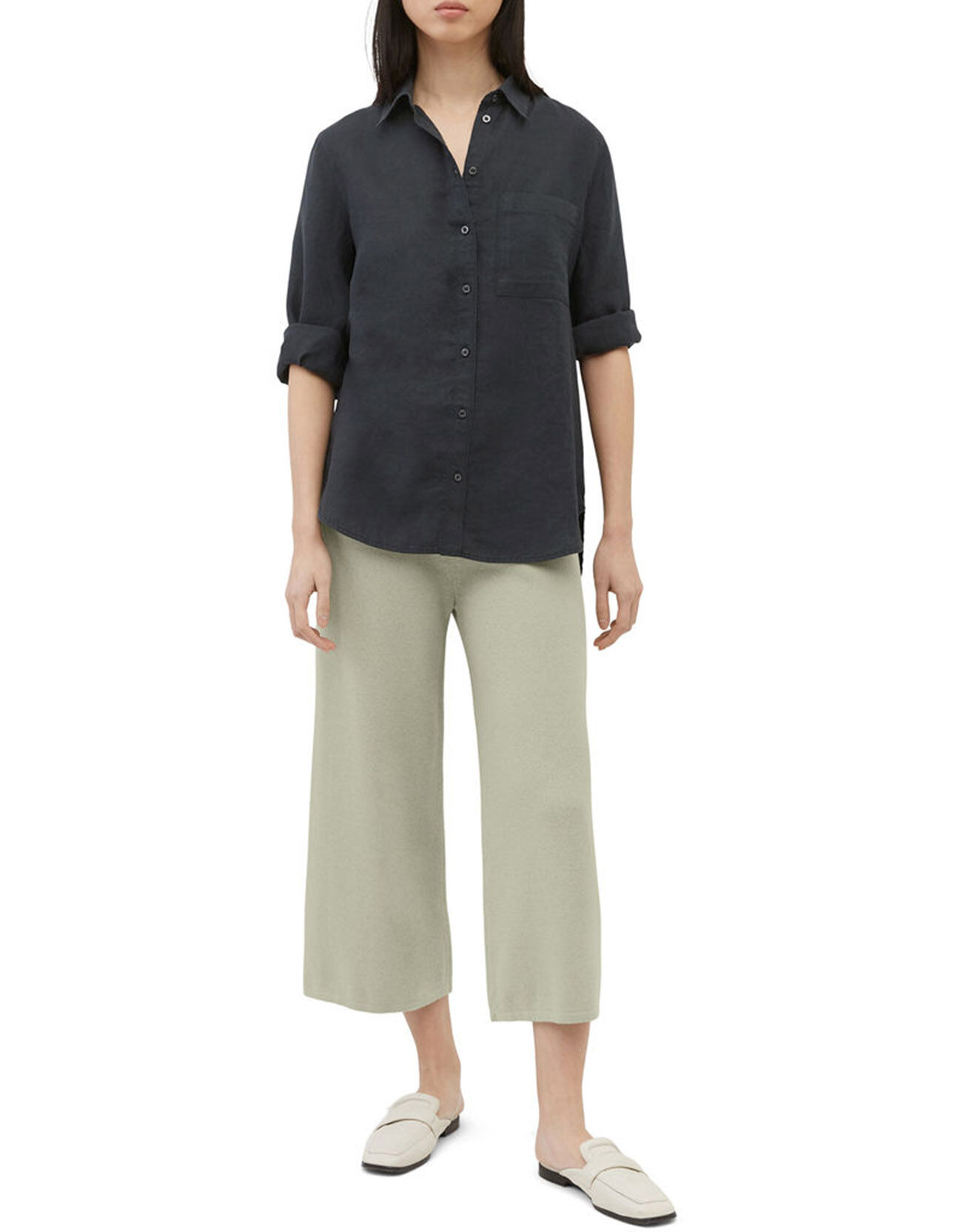 Marc O'Polo Chemise 100% Lin à Poche bleu marine