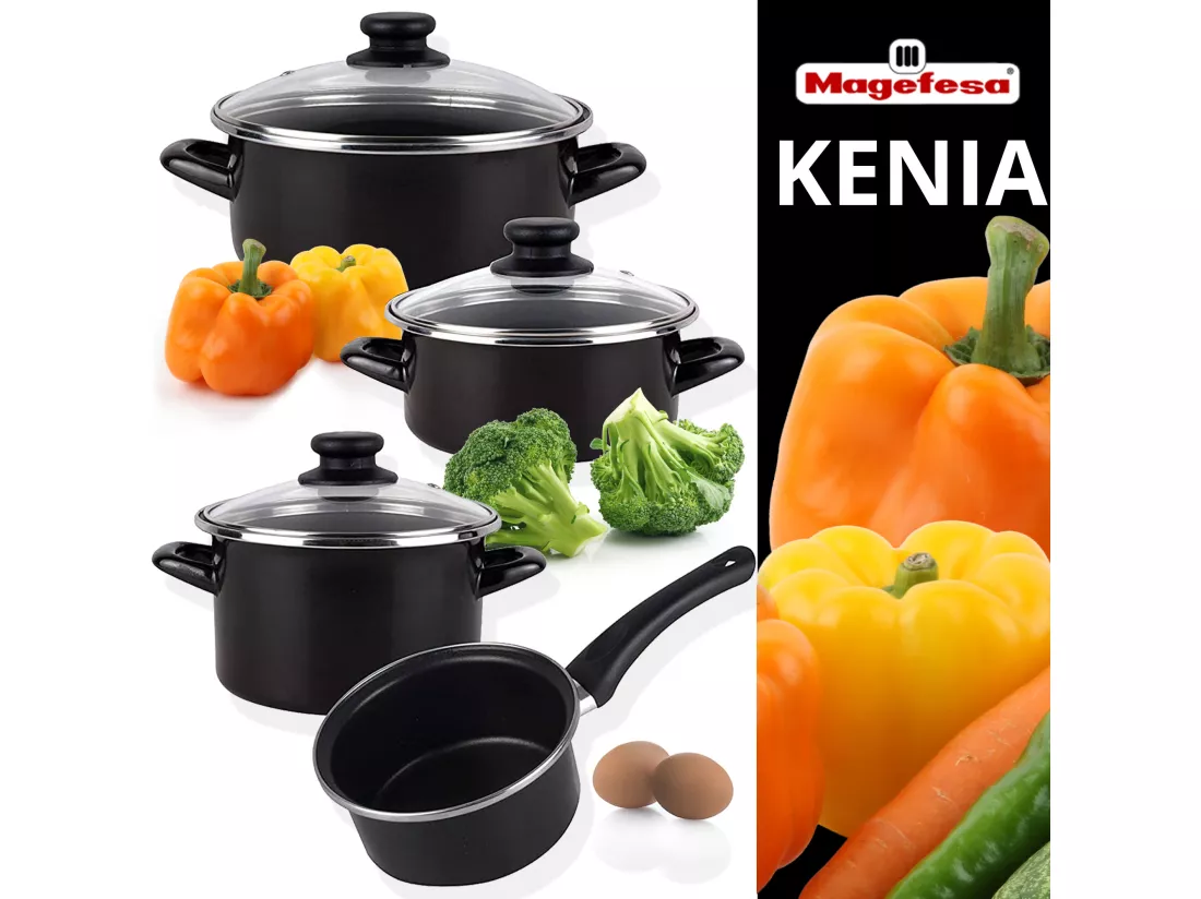 kenia batterie de cuisine 7 pcs et 3 poêles à frire optimum plus
