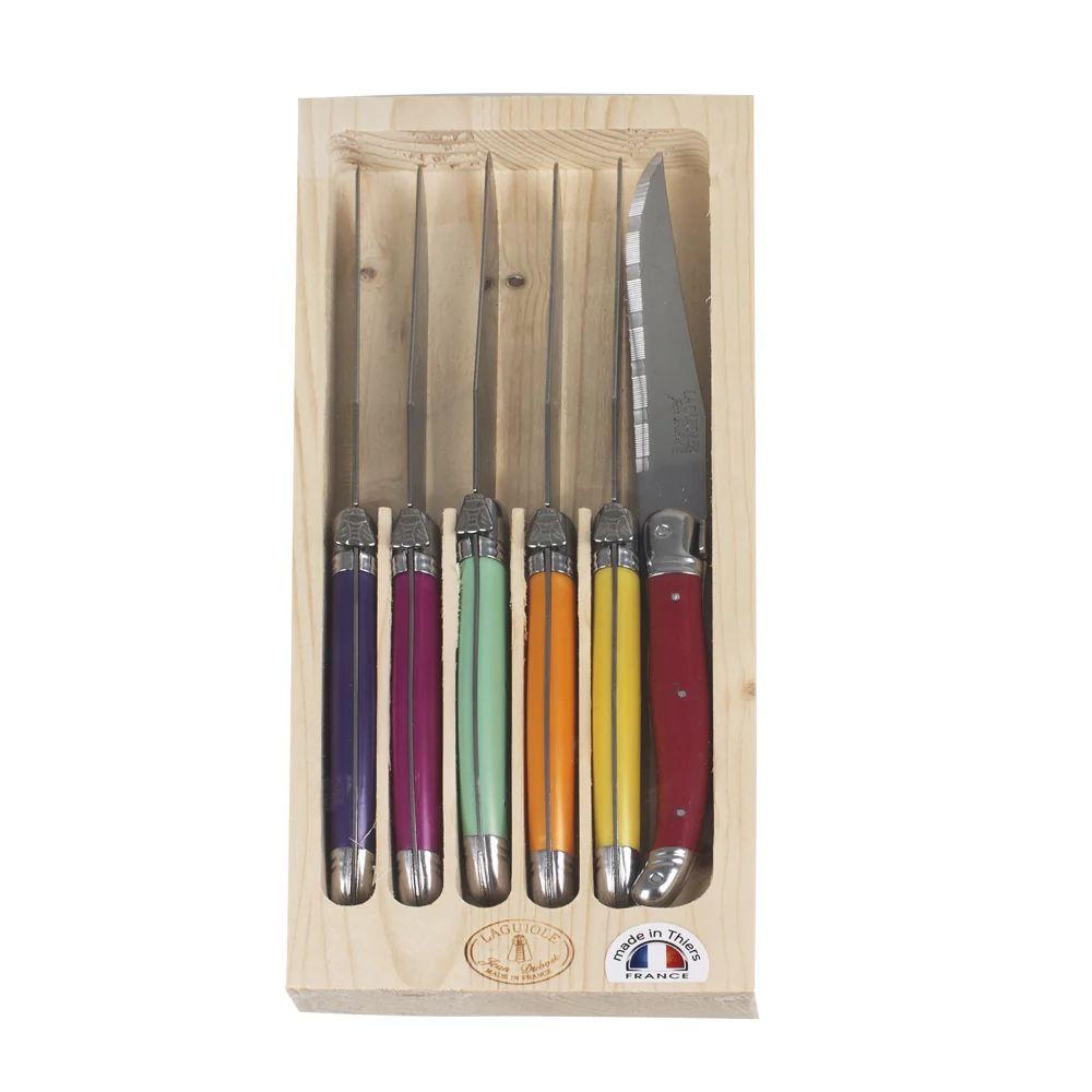 Coffret 6 couteaux laguiole irise assortis Jean Dubost