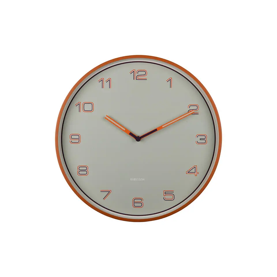 Karlsson - Wandklok Lined Numbers - Helderoranje- Ø40cm