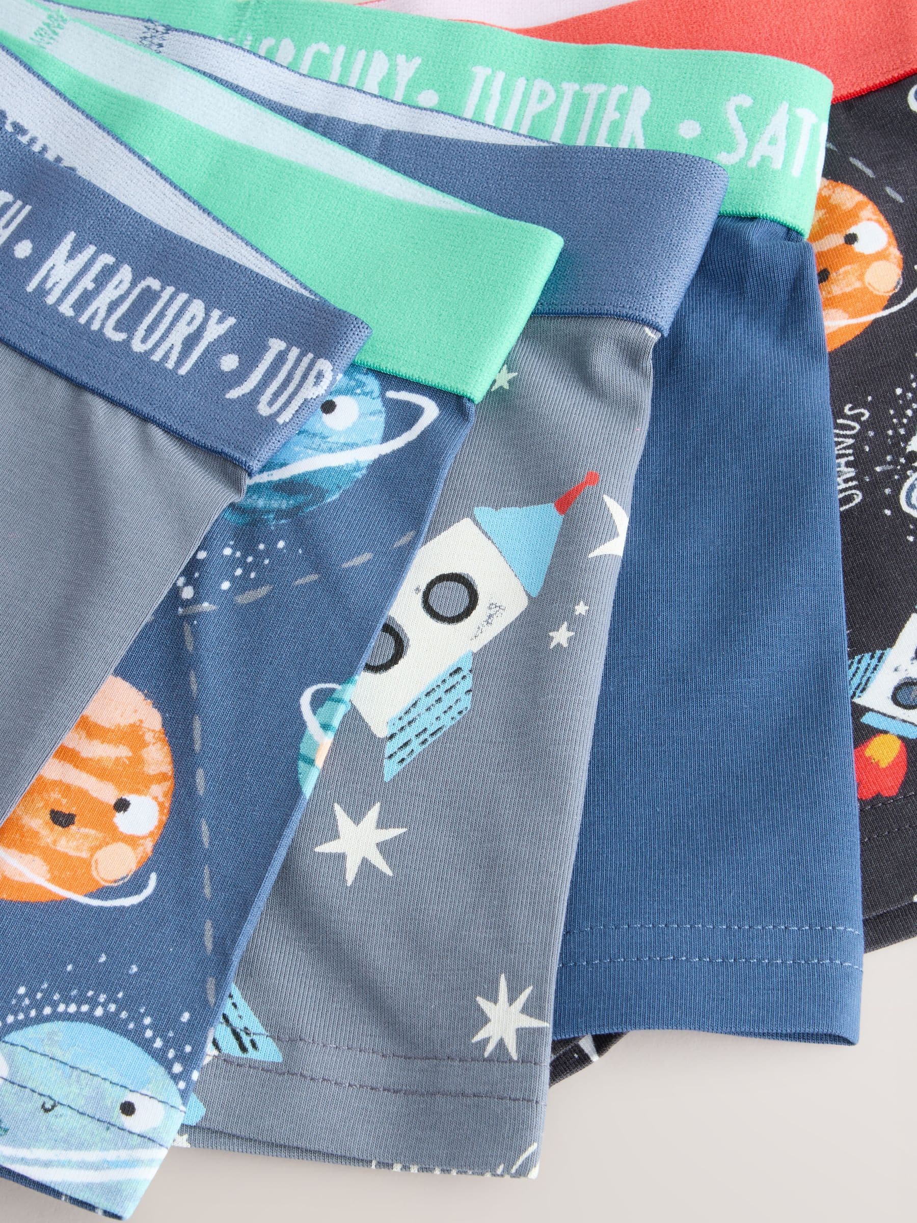 Blauw ruimteprint - Verpakking van 5 trunks met motief (1,5-16jr)