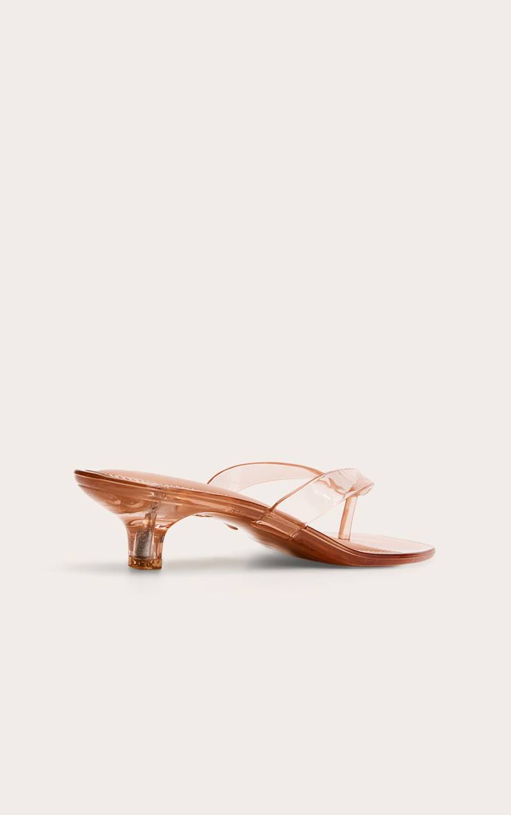 Marron Mules Tongs À Talon Bobine En Perspex