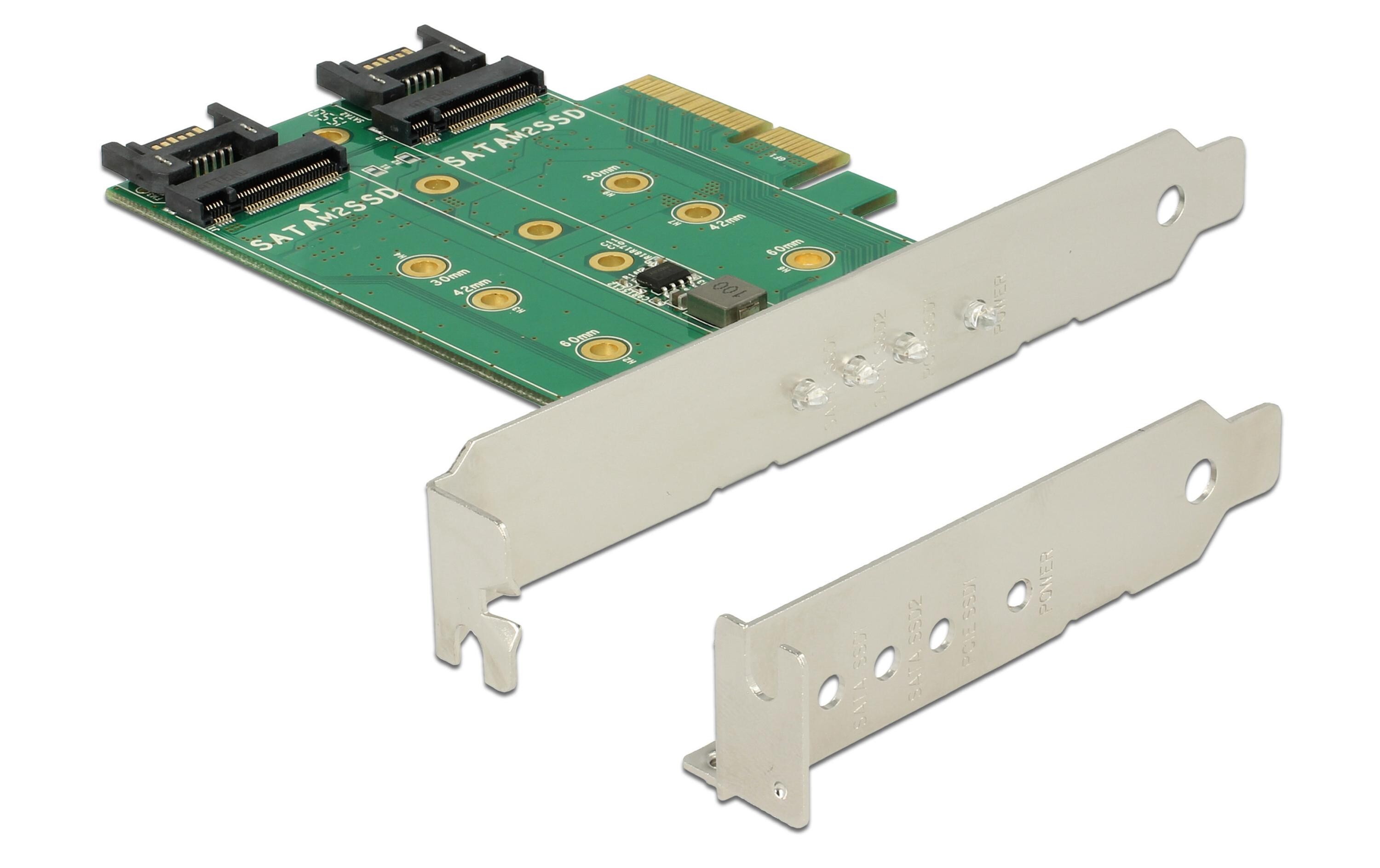 Host Bus Adapter Controller PCIe - M.2, 2xSATA 1xNVMePCI Express-Karte