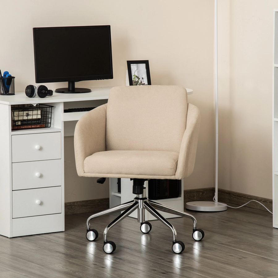 Vinsetto Bürostuhl mit einstellbarer Höhe und 360° Drehrollen beige
