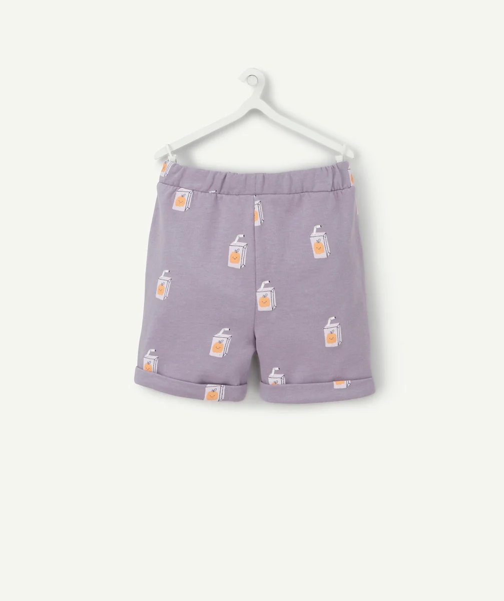 BERMUDA DROIT BÉBÉ GARÇON EN FIBRES RECYCLÉES MAUVE