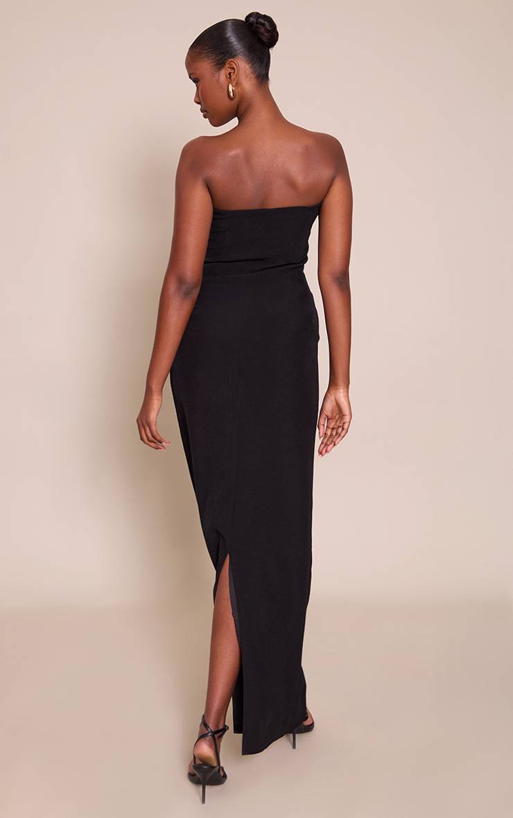 Noir Robe Longue Moulante Bandeau À Détails Contrastés