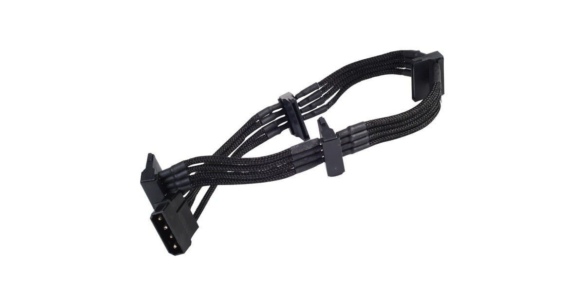 SilverStoneAdapter 4-Pin Molex > 4x 15-Pin SATA  (Zwart, PP07-BTSB)