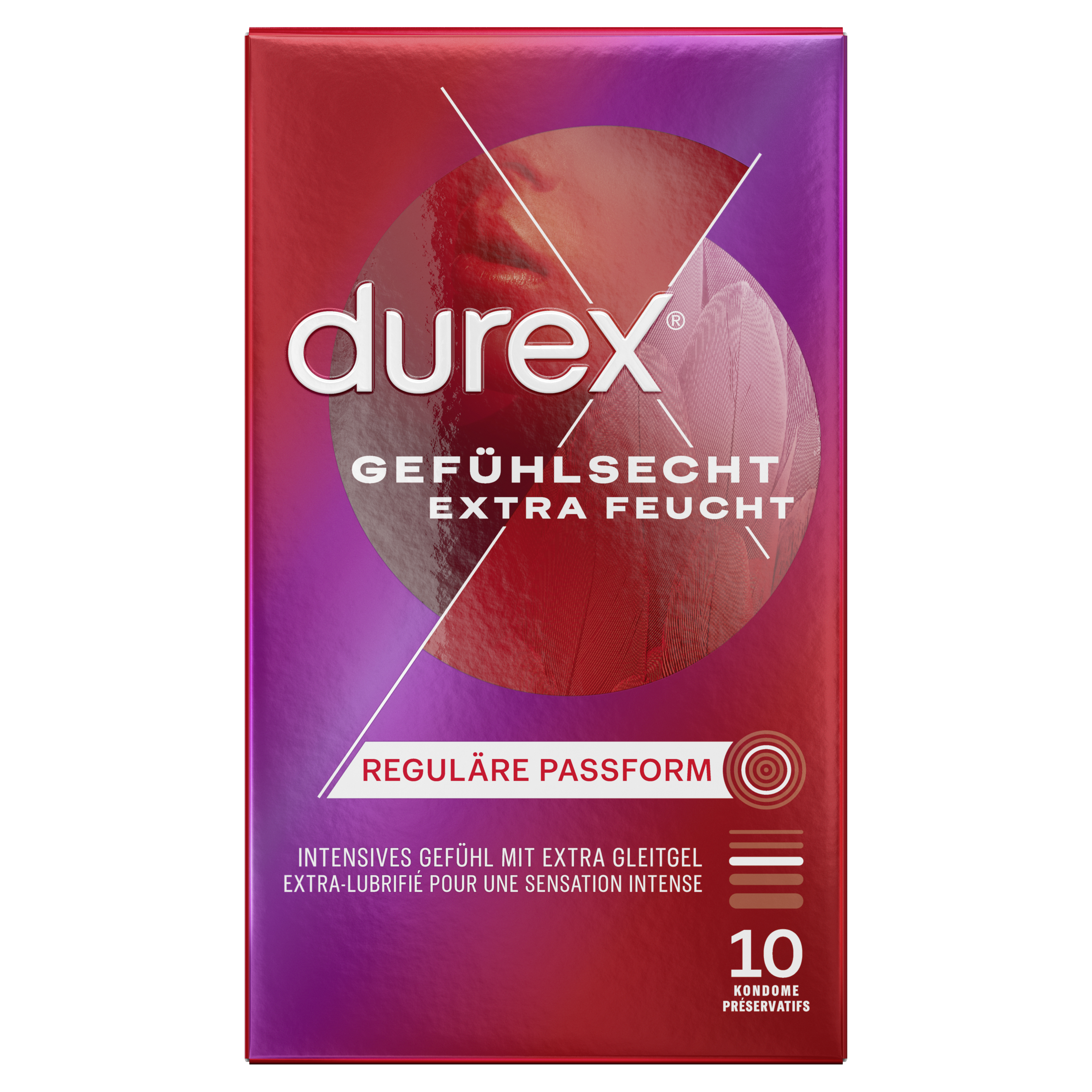 (10er Set) Gefühlsecht Kondome Latex Präservative Reguläre Passform (3243363) - Extra Feucht