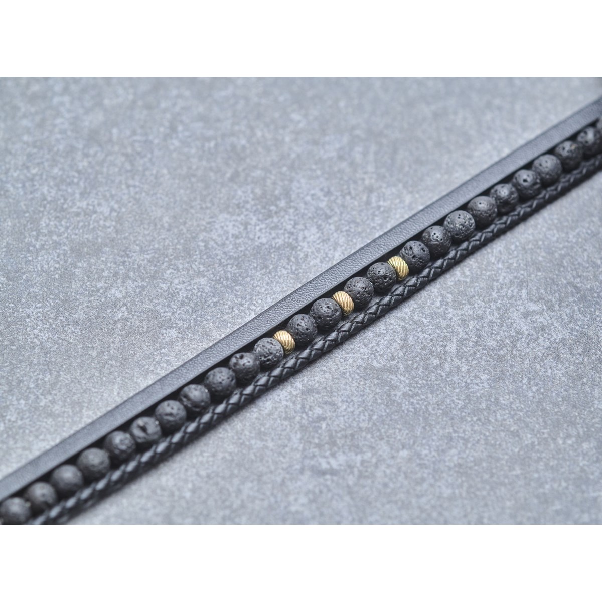 Bracelet souple Loïc en Acier 316L avec lave