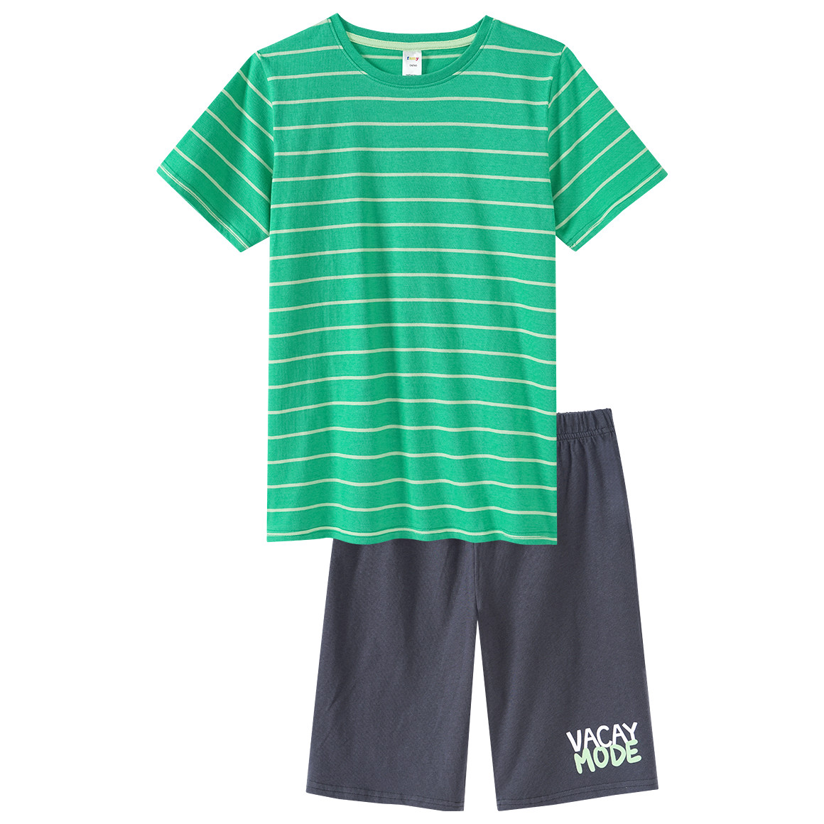 Famy Jungen Shorty mit Streifen grün / dunkelgrau