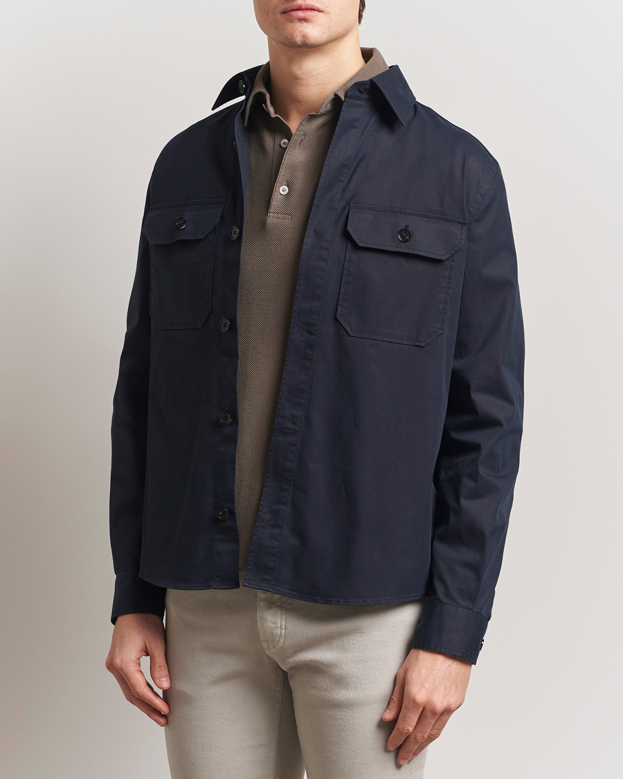 Zegna Premium Cotton Overshirt Navy