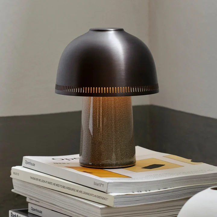 &Tradition - Raku LED-Tischleuchte SH8, Ø 16 x 21 cm, beige grey & bronzed