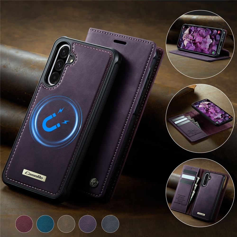 Samsung Galaxy A56 2in1 Leder Tasche   Magnet Hardcase Karten Etui MagSafe-Modul (RFID Schutz) - Lila