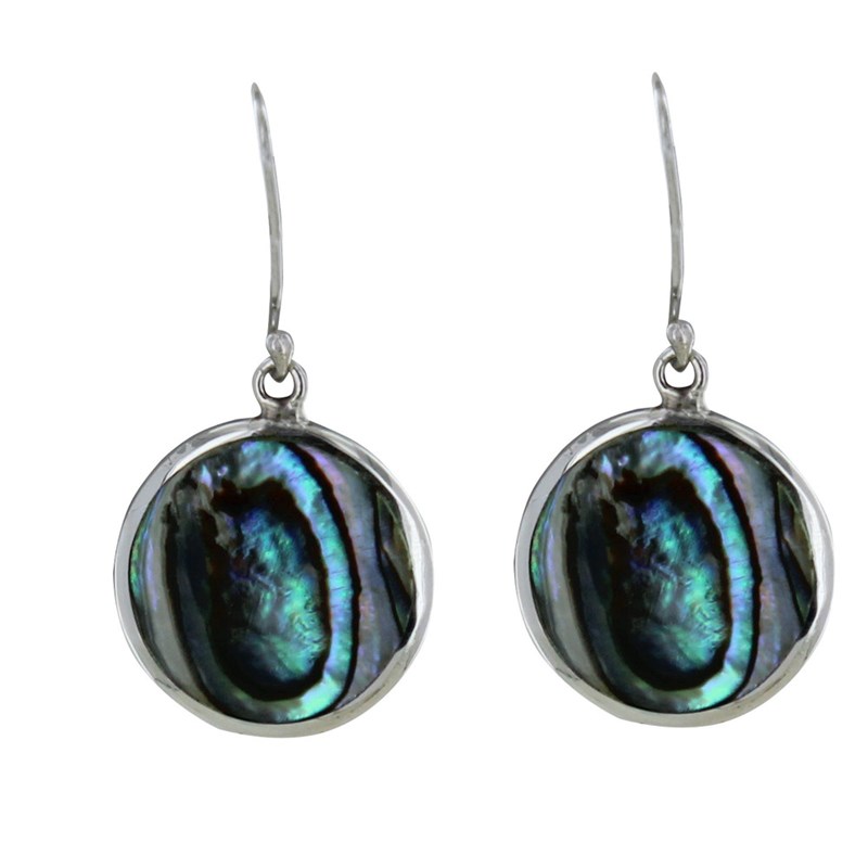 Boucles d'Oreilles Argent Disques Nacre Abalone