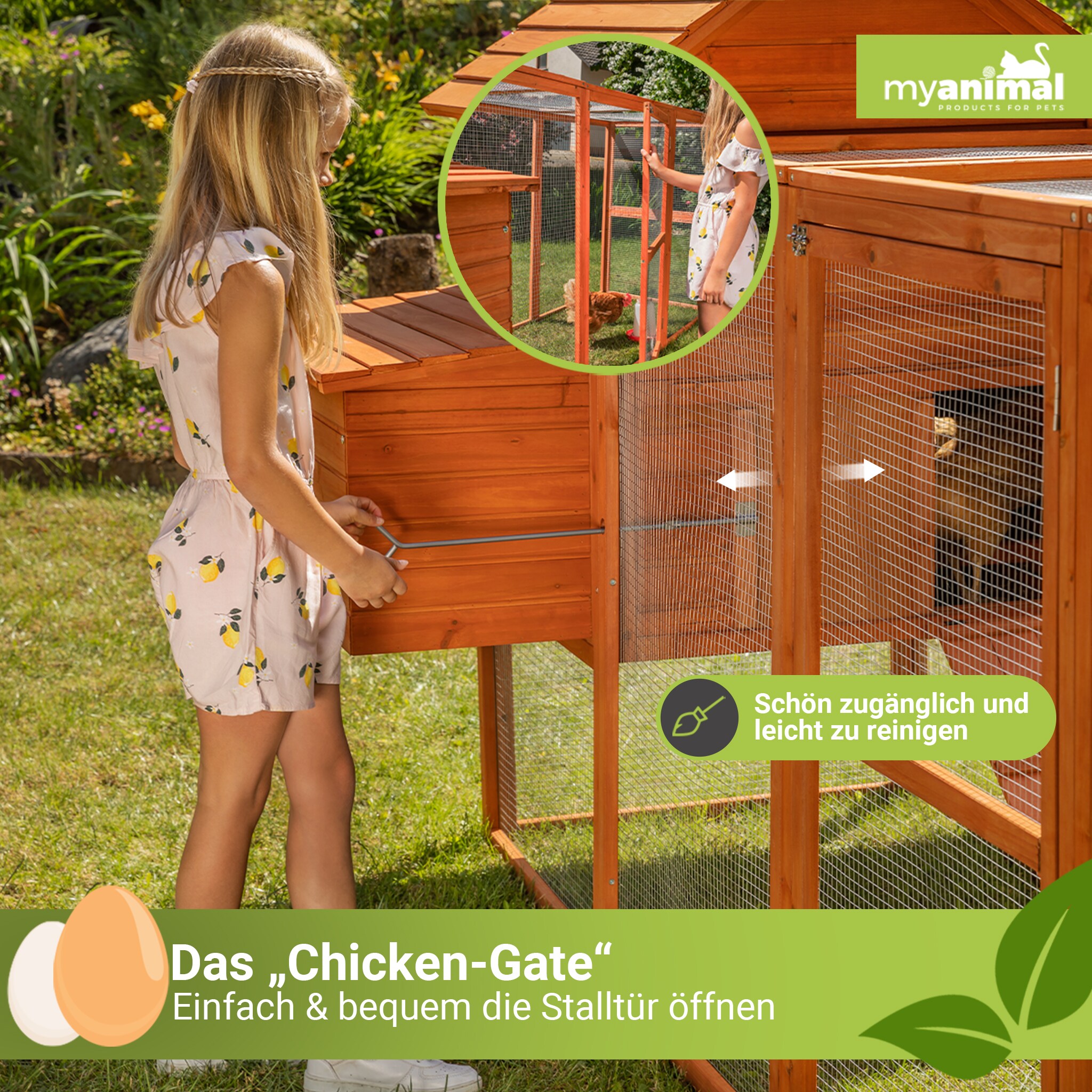 MyAnimal Hühnerstall XXL für 8 Hühner MH-22, Hühnerhaus mit zwei Nistkästen, Auslauf, zwei Ebenen (Braun 2.0)
