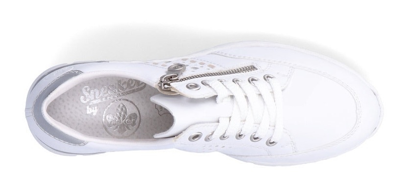 Rieker Wedgesneaker  mit seitlichen Flechtdurchzügen, Freizeitschuh, Halbschuh, Schnürschuh