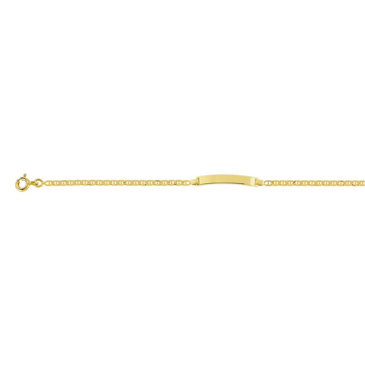 Bracelet identité or 375 jaune maille marine personnalisable 14 cm