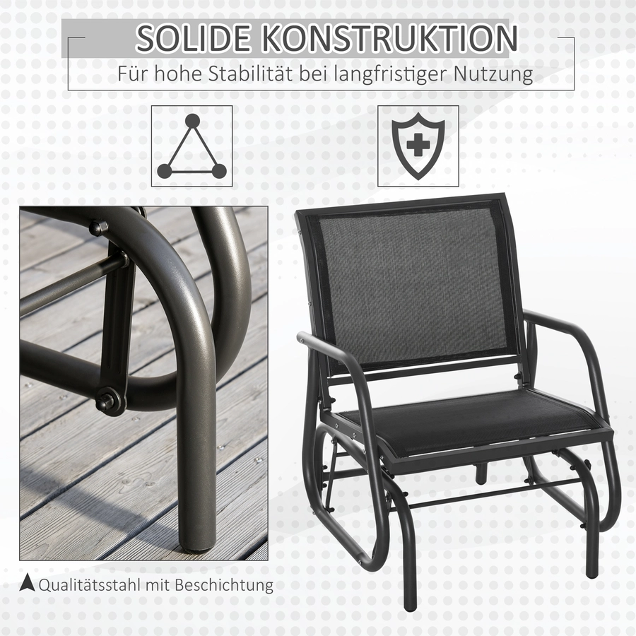 Outsunny Gartenstuhl mit Gleitsystem schwarz