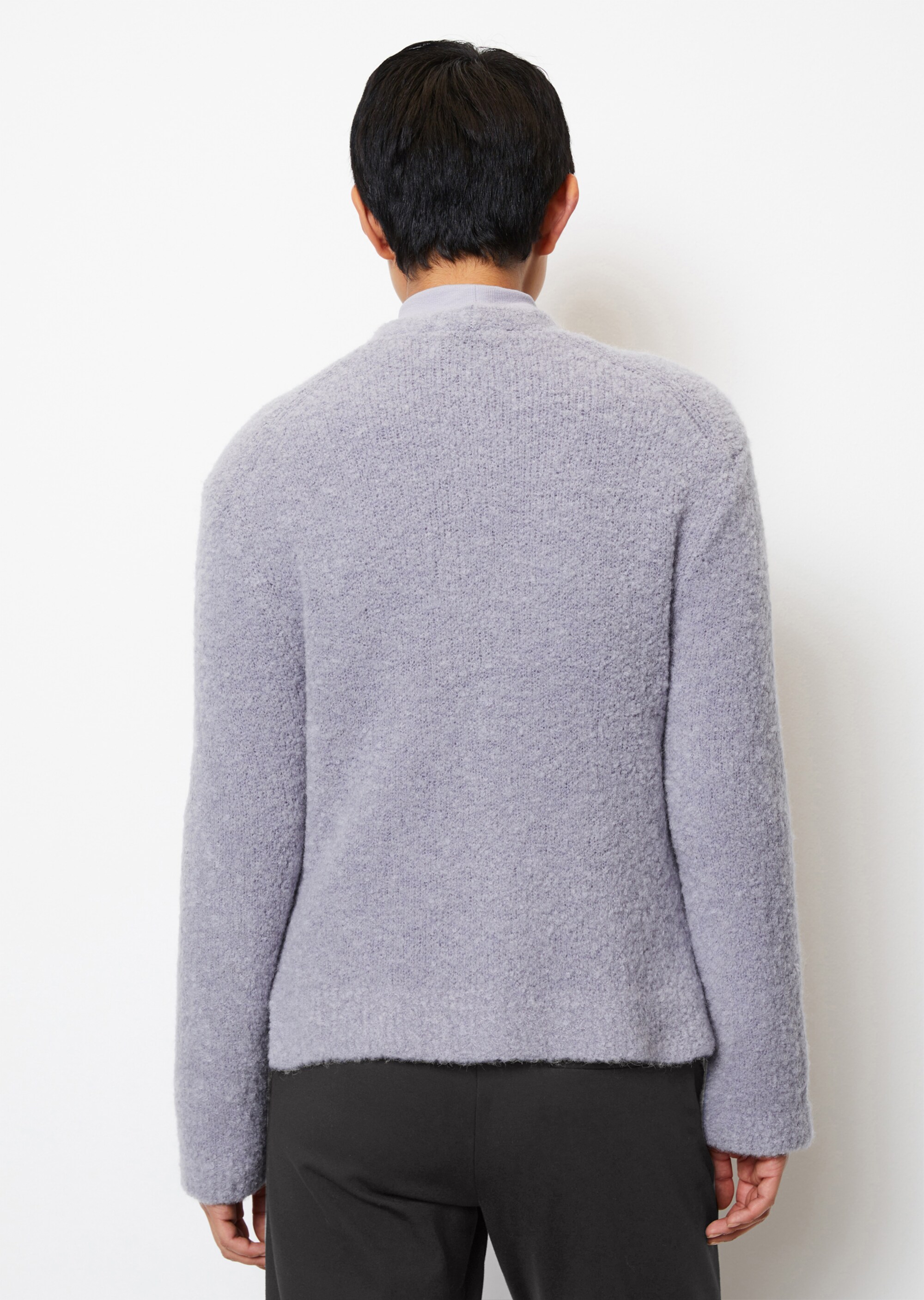 Bouclé-Cardigan regularaus Schurwolle-Alpakawolle-Mix