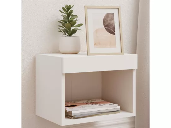 Table de chevet murale avec lumières LED blanc