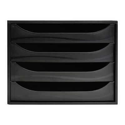 Exacompta Ecobox - Module de classement 4 tiroirs - noir