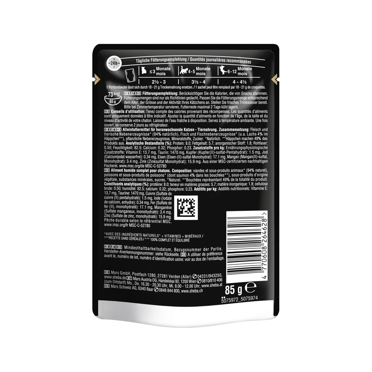 Sheba Kitten in Sauce 28x85 g Lachs