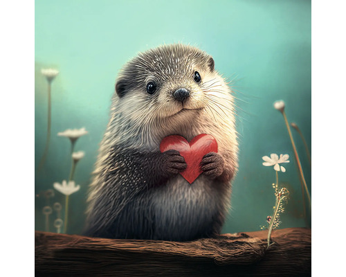 Canvasprint van een schattige otter, 30x30 cm