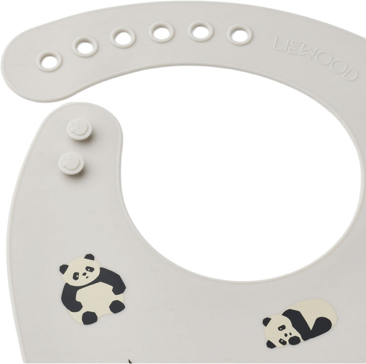 Liewood Tilda Silicone Bib 2-Pack Panda play / sea shell mix